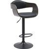 CLP Sgabello da bar CLP Kingston, regolabile in altezza e girevole, con struttura in metallo nero, finitura noce/nero, rivestimento in ecopelle