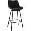 CLP Sgabello da bar CLP Weston, con schienale imbottito, girevole a 180°, struttura in metallo, colore nero, rivestimento in velluto