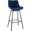 CLP Sgabello da bar CLP Weston, con schienale imbottito, girevole a 180°, struttura in metallo, colore blu, materiale: velluto