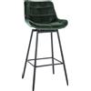 CLP Sgabello da bar CLP Weston, con schienale imbottito, girevole a 180°, struttura in metallo, colore verde scuro, rivestimento in velluto