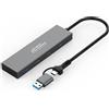 MicroConnect USB 3.2 GEN1 Doppia porta USB-C Data 5Gbps Hub USB 3.2 a 4 porte con connettori USB-C e USB-C (UC0070-5G-USB-C-4IN1-C)