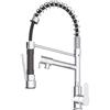 ONDÉE - Miscelatore Cucina Industriale ARIANE - Doccetta e Rubinetto Indipendente - Controller Ergonomico in Metallo - Beccuccio con Aeratore Anticalcare - Cartuccia Ceramica Ø35 mm - Finitura Grigio