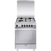 Glem Gas Cucina a Gas 4 Fuochi Forno a Gas Multifunzione Ventilato con Grill Larghezza x Profondità 60x60 cm Classe energetica A con Coperchio colore Inox - U664VI Linea Unica