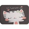 A.Monamour Tappetino per Il Bagno Antiscivolo Assorbente Morbido Carino Bambino Gatto Disegnato A Mano Cartone Animato Animale Schizzo Sfondo Nero Tappeto Doccia Cucina Zerbino Cameretta 40x60cm