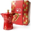 Bialetti Moka Express da 3 Tazze (130ml) Edizione Mattel® Ottantesimo, Caffettiera da Collezione con Latta Celebrativa - Prodotto in Alluminio, Non Adatta all'Induzione, Rossa