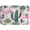 A.Monamour Tappetino per Il Bagno Antiscivolo Assorbente Morbido Fenicottero Rosa Cactus Piante Grasse Pittura Ad Acquerello Colorata Stampa D'Arte Tappeto Tappetini Doccia Cucina Zerbino 40x60cm