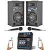 WEB IMPIANTO AUDIO COMPLETO KARAOKE 200W: CASSE AMPLIFICATE + MIXER + 2 MICROFONI