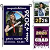 Custom Bandiera da giardino di laurea personalizzata con nome e foto, striscione da cortile personalizzato su entrambi i lati per classe senior, feste all'aperto o decorazioni per la casa, bandiera in