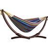 Vivere C8SPCT-20 Amaca Doppia Cotone con Solid Pine Arc Stand, Tropical, Multicolore