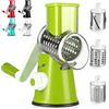 Dreamhigh® Taglia Verdure Manuale, Mandolina per Verdure con 3 Acciaio Inox Pale Tamburo, Forte Aspirazione, Grattugia Verdure, per Cucina Verdure, Patate, Carote, insalate, Tritatutto