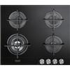 De Longhi Piano cottura a gas NSL 460 N in vetro nero da 60 cm