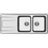 Schock Lavello due vasche con gocciolatoio a sinistra WAVE D200 WAVD200DX finitura inox spazzolato da 116x50 cm