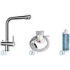 Schock Miscelatore 3 vie con kit acqua filtrata NEW AQUAPURA 3X1 SXPUR3EDM finitura acciaio inox