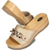 BeComfy Zoccoli in Legno da Donna Catena - Sabot Aperti in Pelle, Scarpe da Giardino, Pantofole, Ciabatte - Taglie 36-41 EU (Oro, Sistema Taglie Calzature EU, Adulto, Numero, Media, 39)