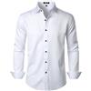 JEMITOP Camicia da Uomo Elasticizzata Senza Pieghe Formale per Matrimoni e Balli scolastici, a Maniche Lunghe, Slim Fit, con Bottoni, Bianco, M