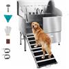 VEVOR Stazione di Lavaggio per Cani in Acciaio Inox, Vasca per Toelettatura per Animali Domestici di Grandi, Medie e Piccole Dimensioni da 127 cm con Rampa, Rubinetto e Porta Sapone, Porta Sinistra