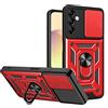 ESTH® Cover per Samsung Galaxy A14 (4G/5G) con Custodia per Fotocamera Scorrevole e Supporto ad Anello [Custodia Paraurti Compatibile con Supporto Magnetico per Auto], Rosso