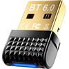SHUBEIEUMI Adattatore Bluetooth 6.0 per PC, Plug Play Dongle Chiavetta per Windows 11 10 8.1, Bluetooth USB per Cuffie, Mouse, Controller, Tastiere