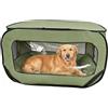 Keltorio Trasportino pieghevole per cani 92×52×52 cm: gabbia pieghevole per cani, trasportino per cani, borsa portabile per cani in tessuto a rete traspirante per auto e viaggi all'aperto (Verde)