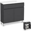 paplinskimoebel - Mobile per lavabo ARIZA TOP larghezza 80 cm, senza lavabo, base con cassetto, sospesa o in piedi, per lavabo da appoggio - Grigio opaco