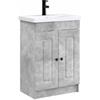 vidaXL Set di mobili da bagno Grigio cemento 78,5 x 37,5 x 81 cm Legno ingegnerizzato, mobili da bagno moderni, contenitore in compensato, lavabi eleganti, design intelligente