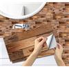 A.Monamour Adesivi per Piastrelle da Parete Adesivi per Mattonelle Autoadesivo Legno Effetto 3D Impermeabile PVC Decorazione Murale per Cucina Bagno Lavanderia 15cmx30cm