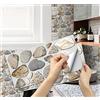 A.Monamour Adesivi per Piastrelle da Parete Adesivi per Mattonelle Autoadesivo Mosaico Stile Marmo Pietra Effetto 3D Impermeabile PVC Decorazione Murale per Cucina Bagno Lavanderia 15cmx30cm