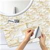 A.Monamour Adesivi per Piastrelle da Parete Adesivi per Mattonelle Autoadesivo Marmo Mattone Effetto 3D Impermeabile PVC Decorazione Murale per Cucina Bagno Lavanderia 15cmx30cm