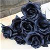 OUKEYI 8 rose artificiali, non sbiadiscono, fiori di seta a stelo singolo, realistici, per fai da te, casa, ufficio, feste, bouquet da sposa, decorazione di Halloween, colore: nero