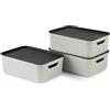 Rotho Jive Dekobox Set di 3 Contenitori da 10l in Plastica Riciclata A5