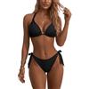 Aqua Eve Bikini da Donna con Scollo all'Americana - Costume da Bagno a Due Pezzi con Cravatta a Triangolo 2025 Costumi da Bagno Carino, Nero, L