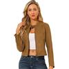 Allegra K Giacca Corta Biker Ecopelle Donna Giacca con Cerniera da Moto a Maniche Lunghe e Collo Alto