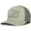 Columbia PFG - Cappellino da Baseball Unisex in Tessuto a Rete, con Bandiera coi Pesci, Verde Fumo/cipresso, S/M