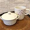 Le Creuset Louven Mini Cocotte & Mug Set Cuore Arcobaleno Nuovo