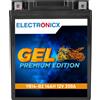 Electronicx YB14-B2 GEL Batteria per moto 12 V 14 Ah 200 A/EN - Senza manutenzione, a tenuta stagna e ad alte prestazioni