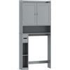 HOMCOM Mobile sopra WC per toilette o lavatrice, 2 ante, 3 scomparti, portarotolo, 80x19,5x170cm, grigio | Aosom Italy