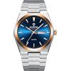 JewelryWe Orologio Impermeabili da Polso da Uomo: Orologio con Calendario Settimana in Acciaio Inossidabile con Lancette Luminose