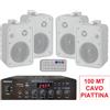 SPECIAL KIT FILODIFFUSIONE LOCALI IMPIANTO AUDIO 4 CANALI CASSE ACUSTICHE PARETE BIANCHE 8Ω
