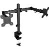 Techly Supporto da Scrivania Techly per 2 Monitor 13-27'' a Morsetto o Vite Passante Nero