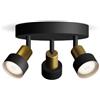 Philips Conduit Spot, 3 faretti, base rotonda, 35W, attacco GU10, lampadina non inclusa, Grado di Protezione IP20, Nero