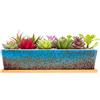 ARTKETTY Moderni Vasi Rettangolari in Ceramica per Piante Grasse, 30 CM, con Drenaggio, per Cactus e Bonsai, Decorazione Interni ed Esterni, Blu, Vaso e Sottovaso Inclusi
