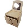 Pracht Creatives Hobby 7681-12541 Portagioie in legno, ca. 12 x 12 x 11,5 cm, con specchio nel coperchio da aprire e 2 cassetti, le maniglie variano