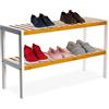 Relaxdays Scarpiera, H x L x P: 33 x 70 x 26 cm, bambù, 2 Ripiani, 6 Paia di Scarpe