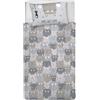 PENSIERI DELICATI Parure Copripiumino Singolo 100% Cotone, Completo di Sacco 150x200cm e 1 Federa 52x82cm, Made in Italy, Copripiumino Lavabile In Lavatrice A 40°, Fantasia Happycat Grigio
