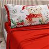 PETTI Artigiani Italiani - Lenzuola in Cotone con Federe in Stampa Digitale di Natale, Lenzuola Natalizie Una Piazza e Mezza, Completo Letto Natalizio, Xmas 16 Rosso, 100% Made in Italy