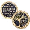 LParkin Moneta Sobriety Coin AA Chip e medaglioni Albero della Vita Monete di recupero 30 giorni Anniversario Token Sobrietà Regali per Uomini Donne Alcolisti Regali anonimi