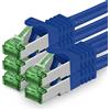 1aTTack.de Cat.7 Cavo di Rete 0,5m - Blu - 5 Pezzi - Ethernet LAN Cat.7 SFTP Spina RJ45 Cat6a 10 Gbit/s Compatibile con Cat5 Cat6 Cat6a Cat8 per Switch Router Modem Patchpanel
