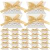 NIYANGLE 50 Pezzi Scatole Regalo Forma Cuscino con Motivo Dorato e Nastro in Poliestere, Scatoline Compatte in Carta per Caramelle e Regali per Matrimonio o Natale