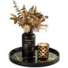 Hanobe Vassoio decorativo per la casa: vassoio rotondo nero imitazione marmo vassoio da portata 30 cm moderno tavolino da caffè centrotavola per esposizione tavolo da bar soggiorno ingresso angolo