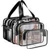 Rebanky 3 Pezzi Beauty Case Grandi Trasparenti in PVC, con Zip Impermeabili